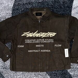 PacSun Brown Jacket with Graphic Text